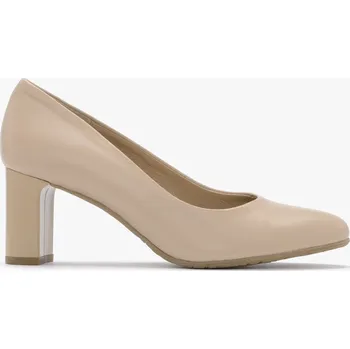 Dámské lodičky Lodičky na podpatku kožené lícované béžové špička kulatý RYŁKO 39