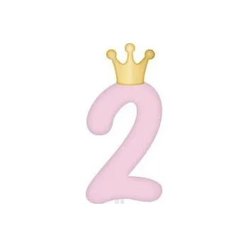 Dortová svíčka ALBI Svíčka dortová světle růžová s korunkou číslo 2