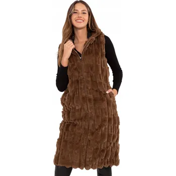 Dámská vesta ELEGANTNÍ dámská vesta s kapucí Z UMĚLÉ KOŽEŠINY