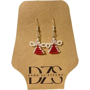 Vánoční dekorace Vánoční andělská krása - červeno-bílé náušnice