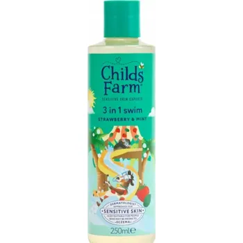 Šampon Childs Farm 3v1 Šampon, kondicionér a mycí gel na tělo Jahoda & Bio Máta – 3v1 Swim Strawberry & Organic Mint šampon
