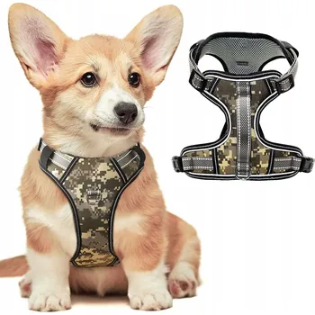 Postroj pro psa Postroj pro psa nastavitelný prodyšný reflexní maskáčový velikost S