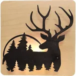 AMADEA Dřevěná svítící dekorace jelen, masivní dřevo, rozměr 33 cm, český výrobek