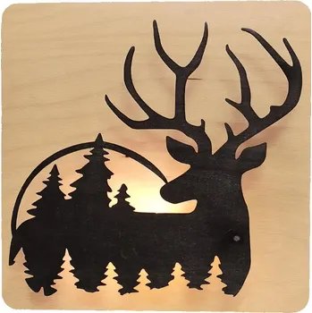Lampička AMADEA Dřevěná svítící dekorace jelen, masivní dřevo, rozměr 33 cm, český výrobek