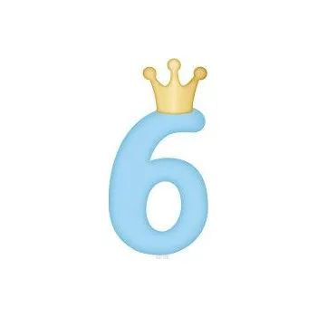 Dortová svíčka ALBI Svíčka dortová světle modrá s korunkou číslo 6