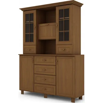 Komoda Vitrína v matné višeň třešně 207 x 150 x 44 cm eMeblast