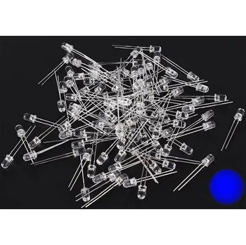 Polovodič LED 5mm modrá čirá, balení 100ks