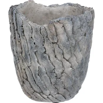 Obal na květináč Odolný betonový obal šedý - imitace zkamenělé kůry pro květiny Barva: šedá
