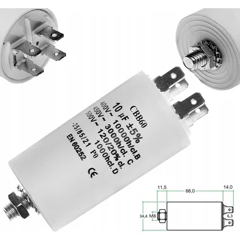 Kondenzátor Rozběhový kondenzátor motoru konektory pohony bran 10uF 450 V