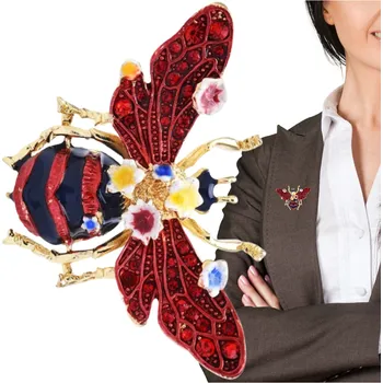 Brož Camerazar Elegantní smaltovaná brož s květinami a zirkony, stříbrná