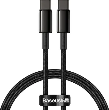 Datový kabel Baseus Tungsten Gold rychlonabíjecí / datový kabel USB-C na USB-C 100W 2m, černá
