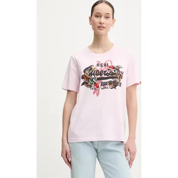 Bavlněné tričko Superdry W1011627A.9HQ růžová 03X, vel. S