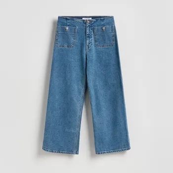 Dámské oblečení Reserved - Kalhoty culotte - modrá - 699IR-50J - 699IR-50J-34