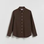 Reserved - Košile slim fit s vysokým podílem bavlny - tmavě hnědá - 709IE-89X - 709IE-89X-L