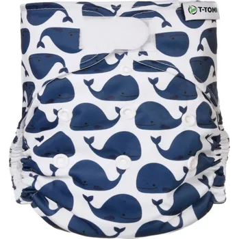 Plenkové kalhoty T-tomi Kapsová plena AIO suchý zip 3-15 kg 1 ks whales