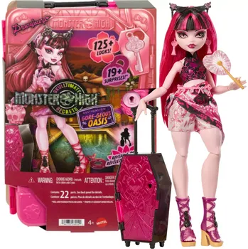 Panenka monster high draculaura cestovní set s překvapeními 28 cm