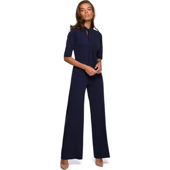 Dámský overall Dámský elegantní overal se zavazováním za krkem S243 tmavě modrý - Stylove XL