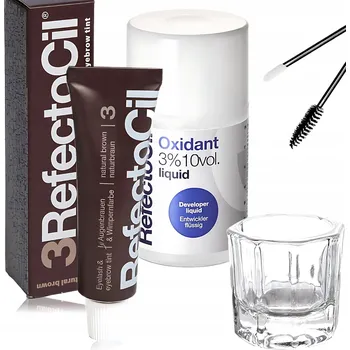 Barva na řasy a obočí Henna na obočí RefectoCil hnědá voděodolná se štětečkem a peroxidem vodíku