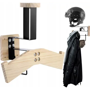 Věšák Nástěnný držák / věšák na helmu a motocyklovou bundu s hákem 2v1