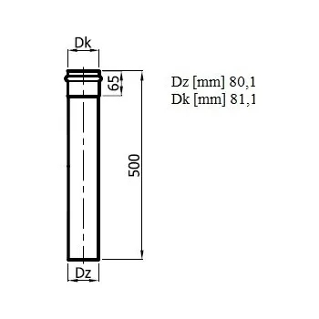 Kouřovod Darco Trubka 0,5 m s těsněním 80 mm černý lak