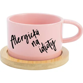 ALERGICKÁ NA IDIOTY - růžový hrníček makronka 200 ml