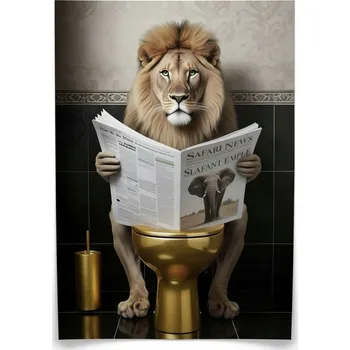 Obraz Plakát Lev na záchodě 20x30 bez rámu 20 x 30 cm