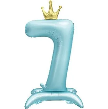Balónek ALBI Balónek fóliový Stojící číslo 7 s korunkou světle modré 82 cm