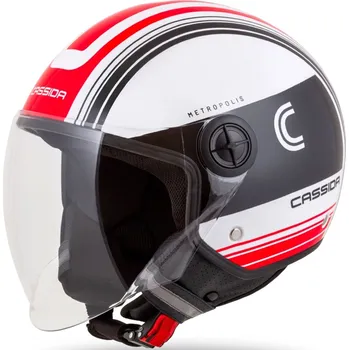 Helma na motorku Cassida Handy Metropolis černo-bílo-červená S