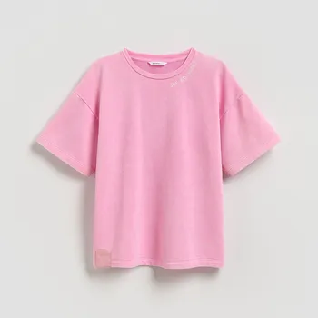 Dívčí oblečení Reserved - Vyšisované tričko - orchidejová - 132HU-40X - 132HU-40X-134