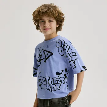 Dětská móda Reserved - Tričko s potiskem - bleděmodrá - 920HR-05X - 920HR-05X-U13