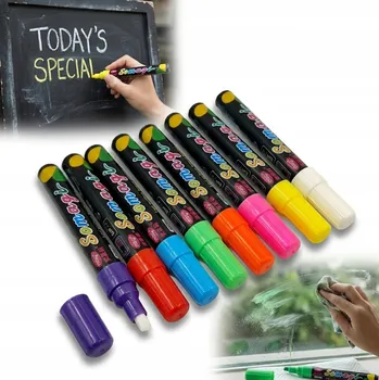 Dekorativní fixy, na plast, sklo, křídové, smazatelné, vícebarevné Peewit 8 ks