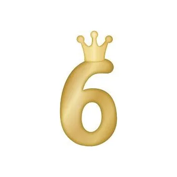 Dortová svíčka ALBI Svíčka dortová zlatá s korunkou číslo 6