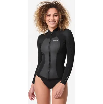 DECATHLON Dámská neoprenová bunda 1,5mm pěna se zipem vpředu černá S ČERNÁ|ŠEDÁ