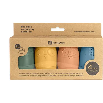 Hračka pro nejmenší Petite&Mars Amigos silikonové hračky do vany 4 ks
