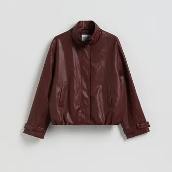 Dámský kabát Reserved - Bunda s umělé kůže - mahagonová - 505IA-93X - 505IA-93X-L