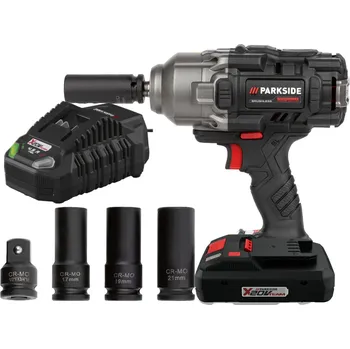 Akumulátorový rázový utahovák 1/2" bezkartáčový C4 PARKSIDE aku 4 Ah + nabíječka