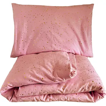 Povlečení Bavlněné povlečení Luisine starorůžové se zlatým potiskem 100x135cm+40x60cm