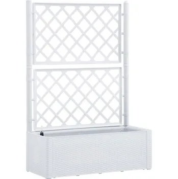 Truhlík BRAVSON GROUP s.r.o. Samozavlažovací truhlík, vyvýšený záhon STEFANPLAST NATURAL DELUXE 100 bílá, s mřížkou + Nůž ulamovací v hodnotě 39,-