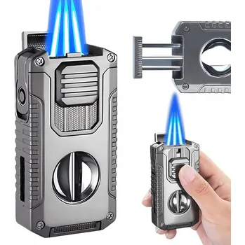 Zapalovač ZAPALOVAČ 3X PLAMEN NA DOUTNÍKY S GILOTINOU A DLÁTEM, SADA DÁREK