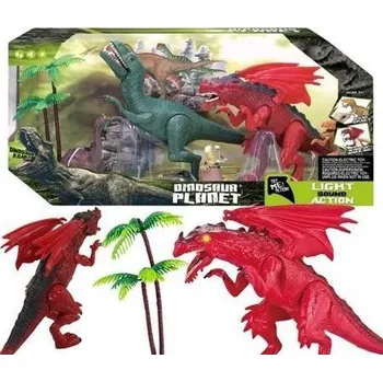 Figurka SADA DINOSAURŮ 4 FIGURKY 2 STROMY ZVUKOVÉ A SVĚTELNÉ EFEKTY