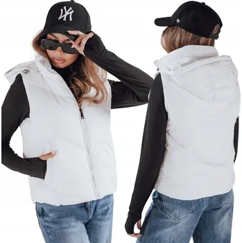 Dámská vesta Dámská prošívaná vesta s kapucí bílá TY4975 - L