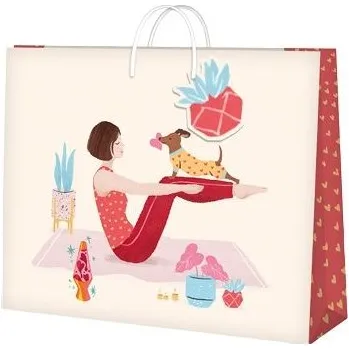 Dárková taška ALBI Dárková taška malá - Jóga s pejskem (22,9 × 9,8 × 17,8 cm)