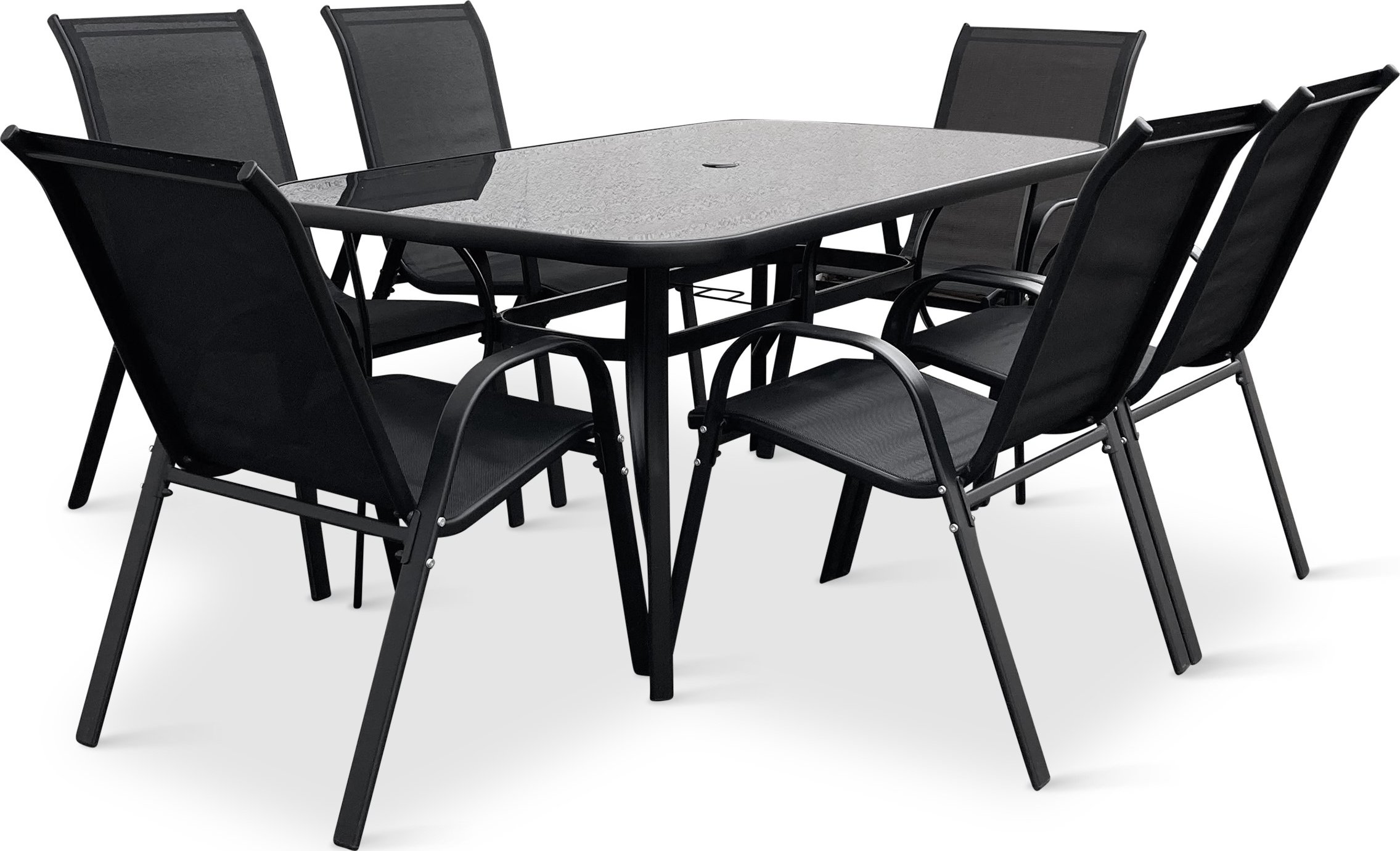 Nábytek Texim Zahradní jídelní set Klaudie černý + 6x židle RAMADA