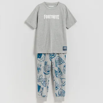 Chlapecké spodní prádlo Reserved - Bavlněná pyžamová souprava Fortnite - světle šedá - 644IA-09M - 644IA-09M-U12