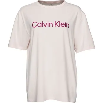 Dámské pyžamo Dámské pyžamové triko Calvin Klein S/S CREW NECK L Bílá, Růžová