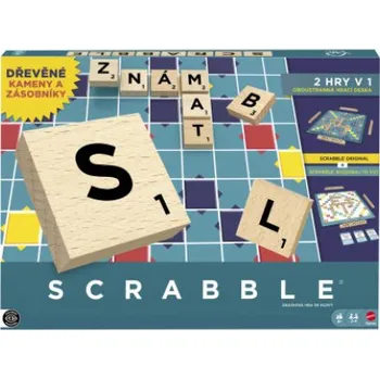 Desková hra Mattel Scrabble: Dřevěná edice CZ
