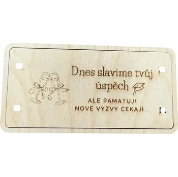 Obálka Dřevěná obálka na peníze - promoce slavíme úspěch