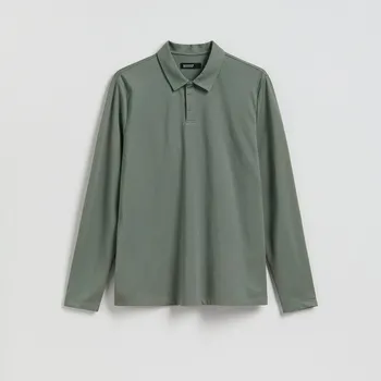 Pánské tričko Reserved - Polo s mercerovanou bavlnou - zelená - 605IM-87X - 605IM-87X-S