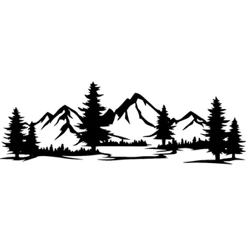 Obraz Ažurový obraz, 3D nástěnná dekorace, 3D obraz "Hory s lesem" 67x23cm Černá