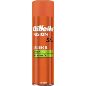 Gillette Fusion 5 X Action Gel na Holení s Mandlovým Olejem 200 Ml